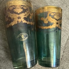 J Preziosi Lavorato A Mano Made in Italy Green Tumbler Glasses Pair