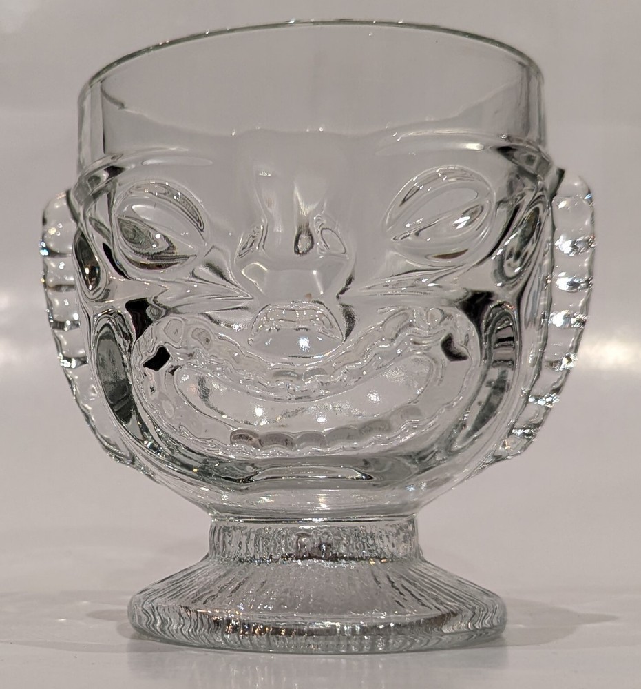 Vintage Tiki Two Faced Goblet Glass, Happy Sad Face, Cocktails Hawaiian 4.5″ Tap