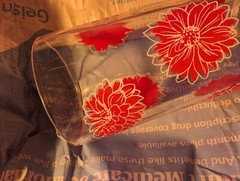 Vintage Boscul Red & White Dahlia Autumn Peanut Butter 5″ Water Drinking Glass