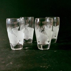LENOX FAN LIGHT HIGHBALL GLASSES, Cut & Frosted Lead Crystal, 5 1/8″, 11oz, 4PCS