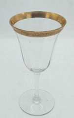 Tiffin-Franciscan Minton Optic Glass Gold Encrusted Goblet 6 & 1/2″ Tall