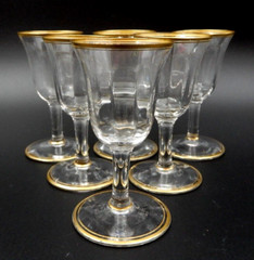 VINTAGE SET OF 6 TIFFIN-FRANCISCAN MINTON GOLD GILDED CRYSTAL CORDIAL GLASSES