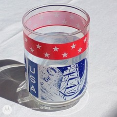Vintage USA Apollo Stars Stripes Cocktail Drinking Glasses Barware Moon Lot Of 3