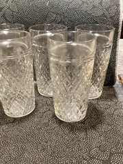 VTG Retro Clear Quilted Diamond Point Glasses Tumblers Set Of 6 Anchor Hocking