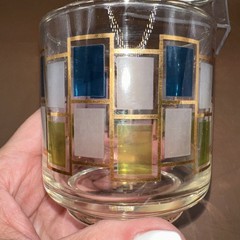 VINTAGE 1960’S LIBBEY NORDIC ROCK GLASSES GREEN BLUE GOLD EXC COND