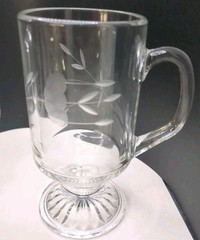 Vintage Princess House Heritage Etched Irish Coffee Mugs – Set of 4 – 5 5/8″ h