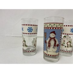DEBBIE MUMM Vintage Adorable Holiday Winter SNOWMAN Drinking Glasses Set of 4