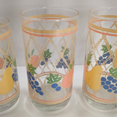 Vintage Libbey 3 Piece Glass Set Fruit & Lattice Tumbler And Juice