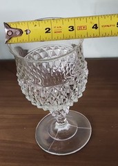 Vintage Indiana Glass Clear Diamond Point Water Tea Wine Goblet Set Lot 5