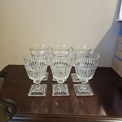 6 Mt. Vernon Indiana Glass Clear Wine Water Goblets Glasses Vintage 6″