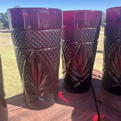 Set Of 6 Cristal D’Arques Durand Antique Ruby Red Drinking Glass Cooler Tumblers