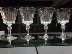 set (4) Water Goblet Glasses 6-3/8″ Signed Baccarat «Piccadilly» cut crystal