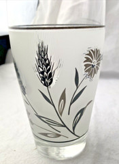 Vintage 1960s Libbey Silver Wheat And Thistle 12Oz Frosted Glass MCM