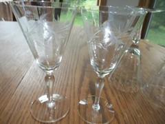 4 Etched Fancy Wine Champagne Stem Flutes/Glasses 7″ Tall 12 Oz Box B11