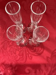 NIB FLAWLESS Glass BACCARAT France Four VEGA Crystal VODKA SHOT CORDIAL FLUTES