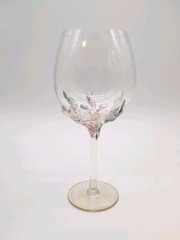 Wine Glass ION TAMAIAN Art Pastels Pink Green Hand Blown Applied Glass Romania