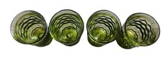 Vintage Indiana Whitehall Avocado Green Cubist Juice Glasses 6 oz – Set Of 4