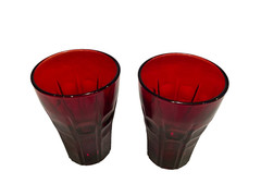 Lot of 2 Vintage Anchor Hocking Royal Ruby Red High Point Juice Glass