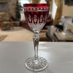 Ajka Crystal CLARENDON Cased Ruby Red Cordial 5 7/8″ Mint Condition Made Hungary