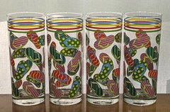 4 Beach House Flip Flop High Ball Bar Glasses Ice Tea Tumblers Ocean 16 oz MINT