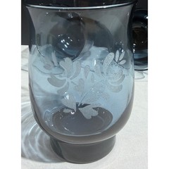 Pfaltzgraff Yorktowne Blue Glassware Set of 4 Juice Water Tumblers Floral USA