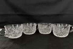 AMERICAN BRILLIANT CUT GLASS HARVARD PATTERN PUNCH CUPS (4) C.1900