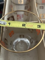 Mcm VTG Libbey Golden Top Fall Leaf Design Glasses 8 Bar Cocktail Tumbler Lot
