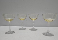 Set of 4 Fostoria #6007 Yellow Topaz Liquor/Cocktail Glasses 4-5/8″ Tall