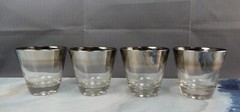 Set of 4 Vitreon Queens Lusterware Silver Fade Silver Ombre Rock Glasses