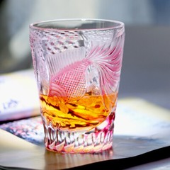 Boutique Pink Whisky Glass Hand-cut Edo Kiriko Crystal Highball Glass 280ml