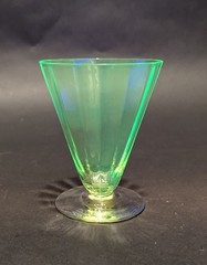 Rare! Vintage Utility Glass Works True Vaseline Bi-Colored Stemware UGWS-09
