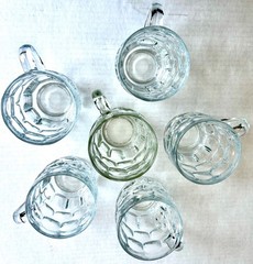 Set of 6 Arcoroc 20 oz Beer (or other) Mugs Clear Glass France Fast Shipping!