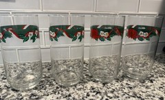 Vintage Libbey Christmas Tumblers featuring a Festive Holly And Ribbon Motif