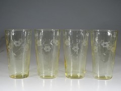 Set of 4 Vintage Deco Depression Era Lancaster Glass Ice Tea Tumblers c.1930