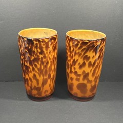 Beautiful Tortoise Shell Glass Tumblr Tall Drinking Glasses Set 2