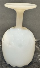 White Milk Glass Goblet Vase Planter with Stars and Scalloped Edge H 6-3/8” W 4”