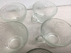 Vintage Glass Punch Bowl Cups (Set Of 8) Grape Design