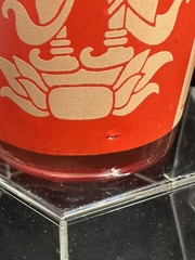 Mid-Century Modern Red Gold Thai Goddess Highball Glasses Pair (2) Vintage 1960