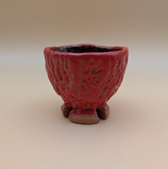 sake cup　”GUINOMI　HAGI-YAKI” 　vermilion,red 01
