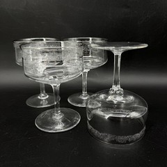 Lenox Moonspun Etched Platinum Rim Crystal Set 4 Champagne Coupes Tall Sherbets