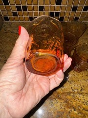 Vintage Seneca Driftwood Amber Glass Rocks Glasses Tumblers Textured Set of 5
