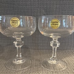 CRISTAL D’Arques France 24% Lead Champagne Coup Set of 2 “PARIS ROYAL” NEW !!!!