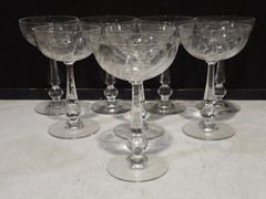 SET OF 8- TIFFIN FRANCISCAN- FLEURETTE CRYSTAL 6″ CHAMPAGNE TALL SHERBET GLASS
