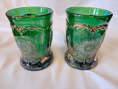 Mosser Dahlia Glasses In Evergreen Luster, Set Of 2 Carnival