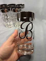 Platinum Rim Highball Glasses Monogram B Glastonbury-Lotus, Dorothy Thorpe Style