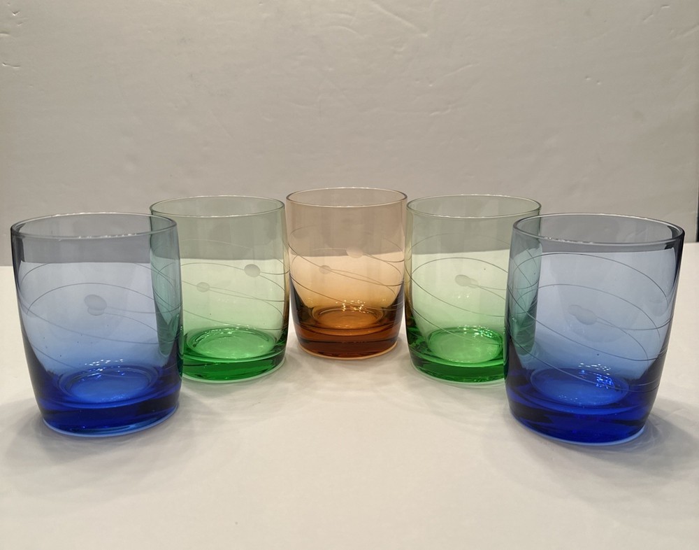(5) Vintage Lenox TUSCANY SEASONS Crystal Double Old Fashioned Glasses Set Of 5