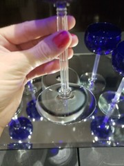 (7) «Rhine Wine» glasses 6″, Fostoria «Classic Cobalt Blue» clear stem 6011 RARE