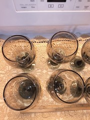 Vintage Wine Glasses 6 Smoke Grey Wine Libbey Goblets 1960-70s