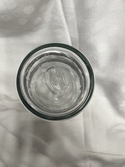 VTG MCM Blenko Double Ring Hand Blown 7″ Glass Tumbler – Crystal w Brown Rings