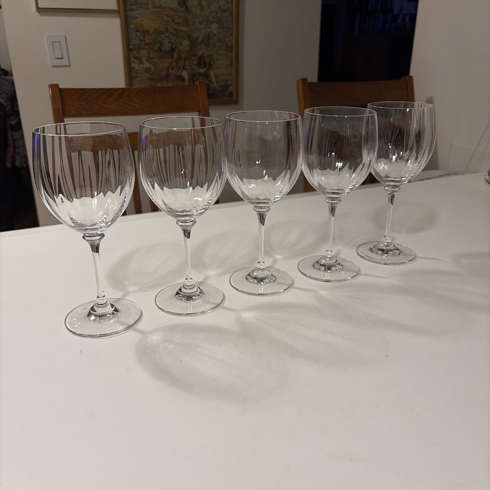 5 Mikasa Stephanie 7.5” Wine Goblets Wine Glass Optic Bowl Wafer Stem